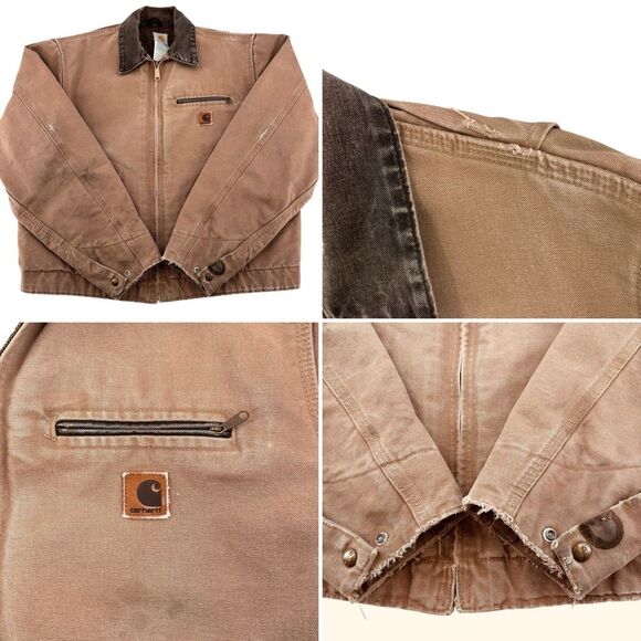 Carhartt Detroit Jacket J97 SDL Vintage Sz. L Plaid Lined - Picture 3 of 8